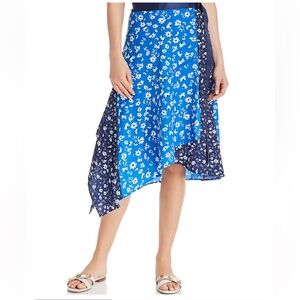Aqua Mixed Floral Print Skirt
